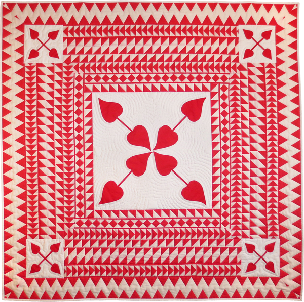 Red Medallion quilt made with Sashing Stash fabric